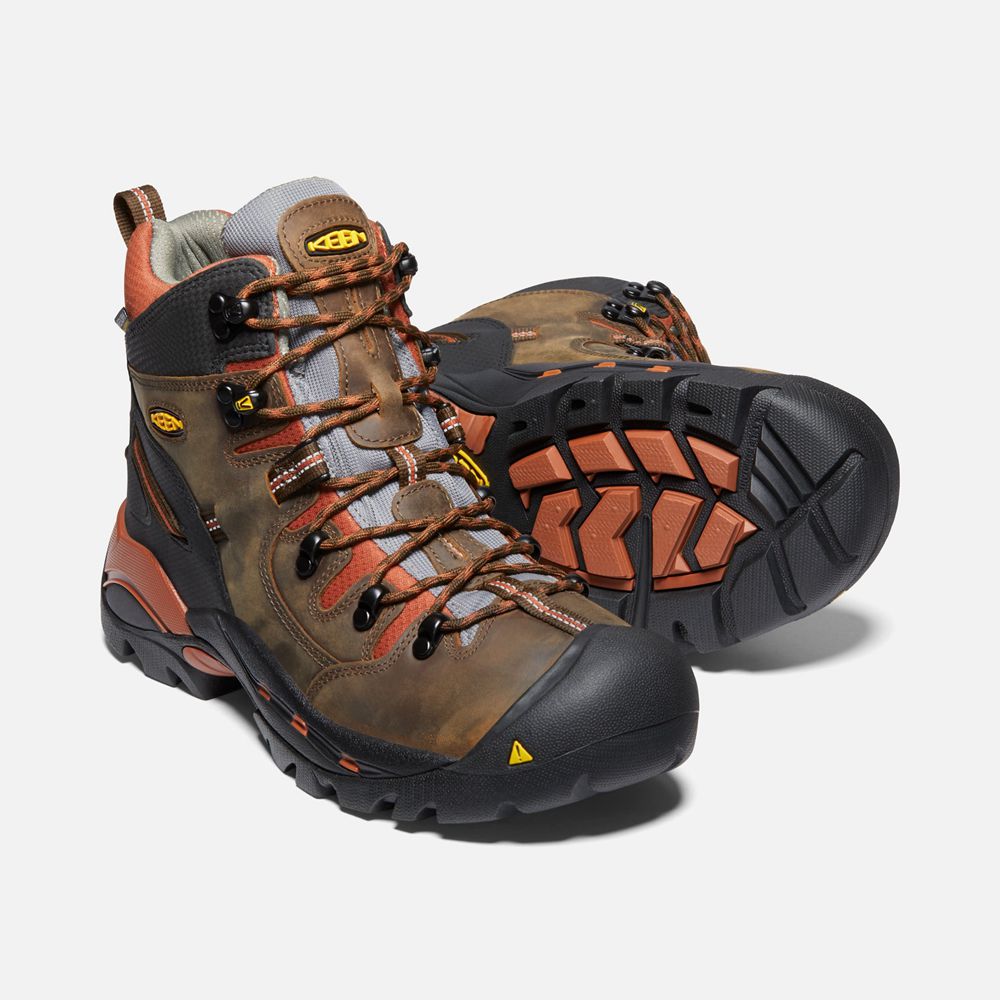 Botte de Travail Keen Homme Marron | Pittsburgh 6\" (Soft Toe) | MQKSV-7953